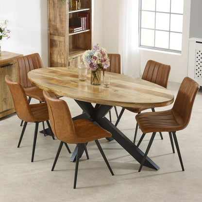 Diya Rustic Modern 6-Seater Oval Dining Table 180cm