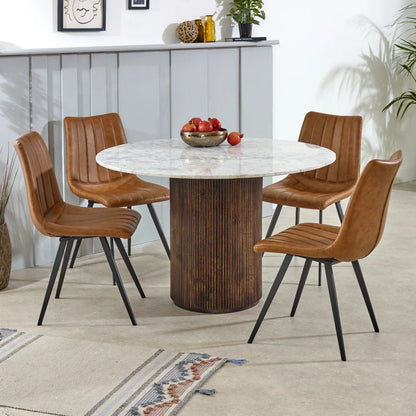 Aadhiya 4-Seater Round Dining Table with Ribbed Base 120cm