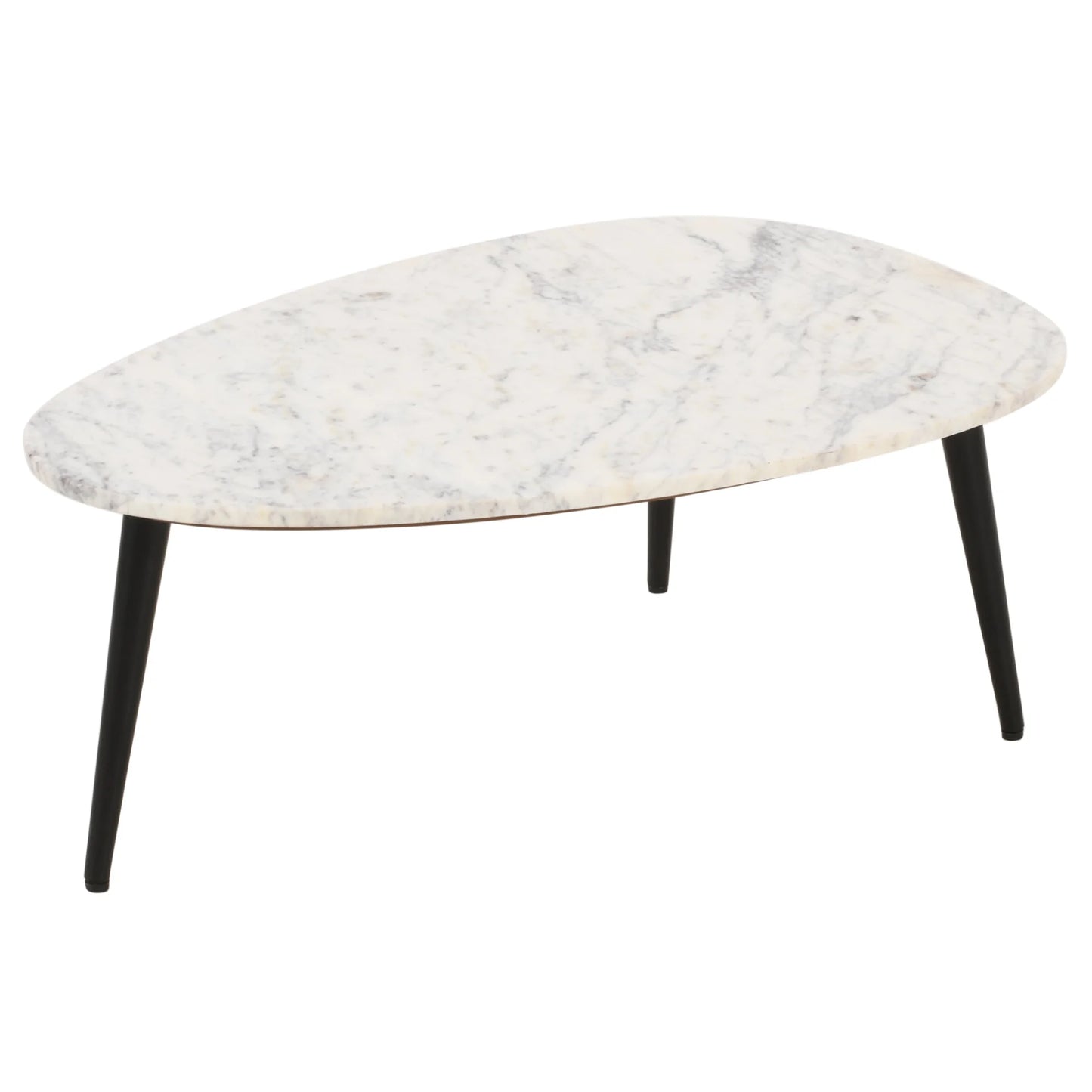 Aadhiya Modern Marble Top Coffee Table with Sleek Metal Legs