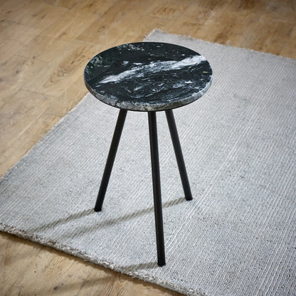 Aadhiya Contemporary Marble Side Table with Black Metal Legs