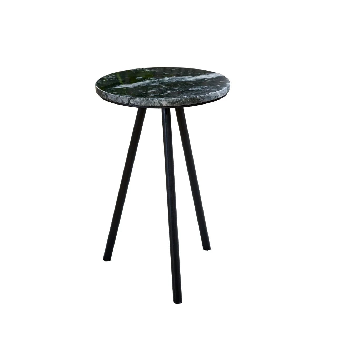 Aadhiya Contemporary Marble Side Table with Black Metal Legs