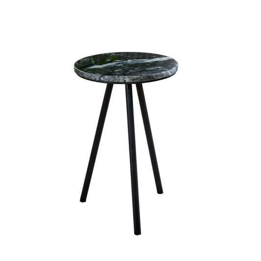 Aadhiya Contemporary Marble Side Table with Black Metal Legs