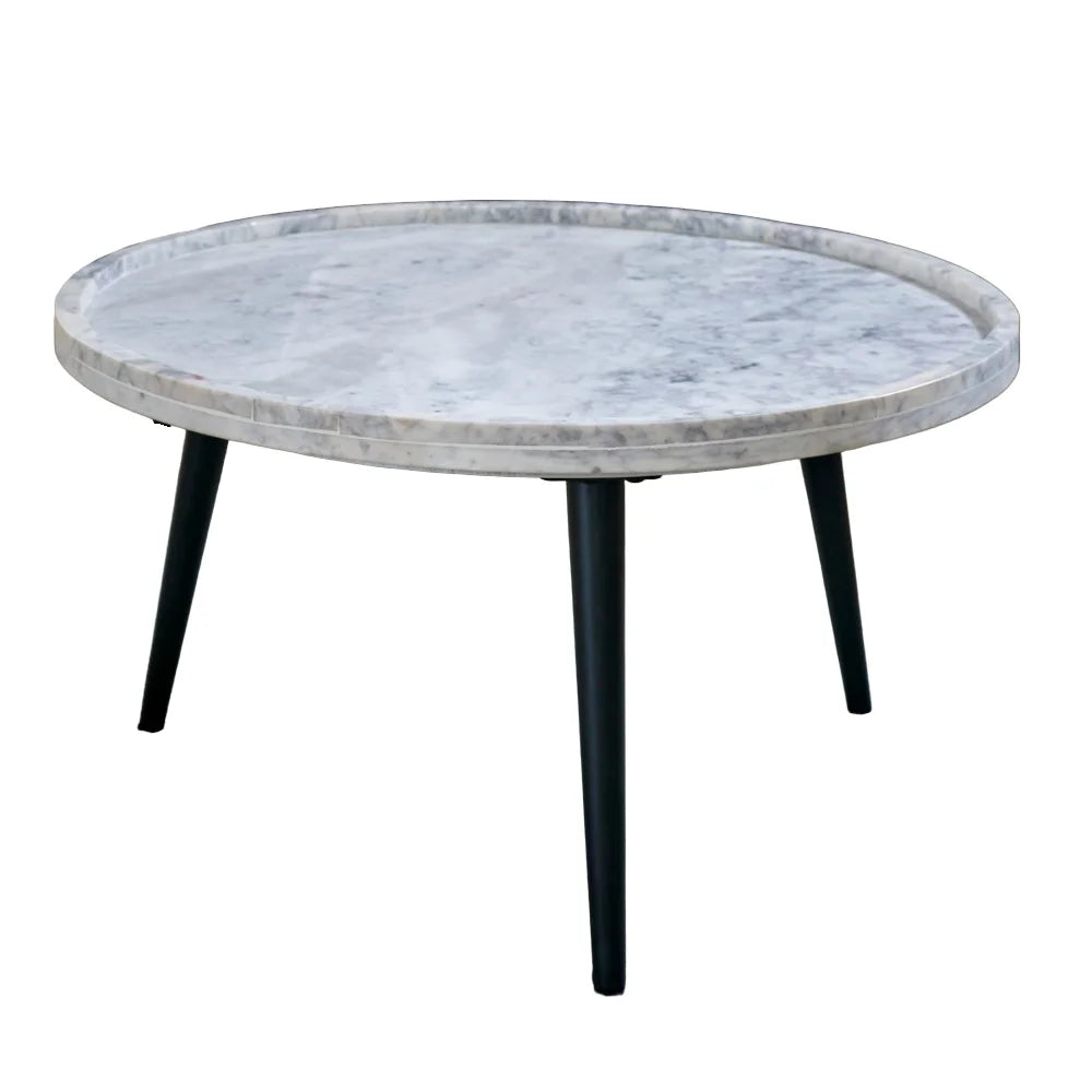 Aadhiya Round Marble Coffee Table with Sleek Metal Legs