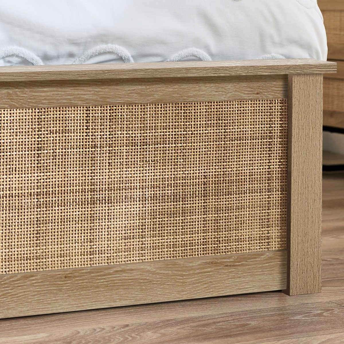 Reese Scandi Rattan Ottoman Storage Bed 135cm or 150cm