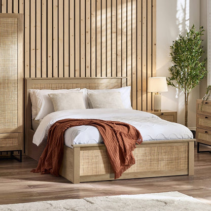 Reese Scandi Rattan Ottoman Storage Bed 135cm or 150cm