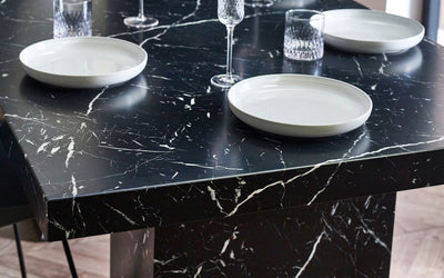 Roma Marble-Effect Dining Table 180cm in Black or White