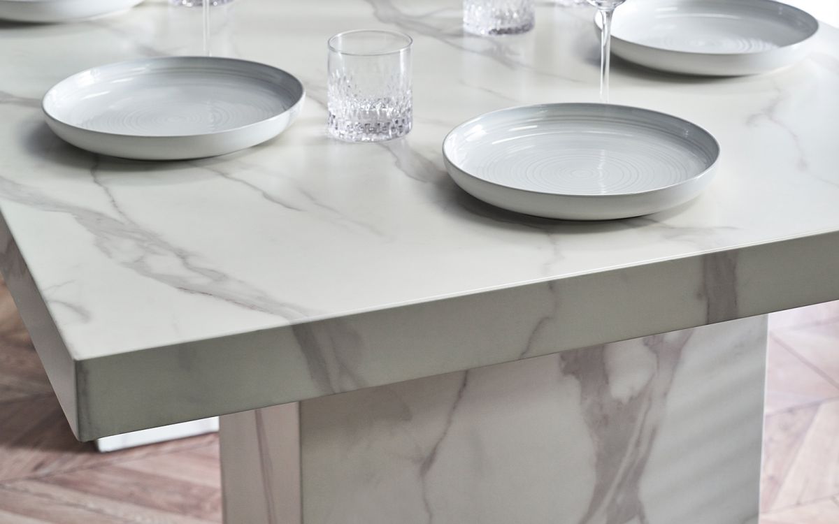 Roma Marble-Effect Dining Table 180cm in Black or White