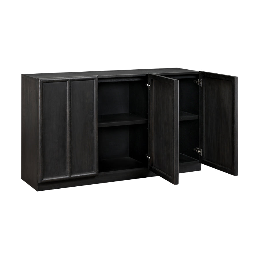 Harper Black 3-Door Panelled Sideboard 150cm