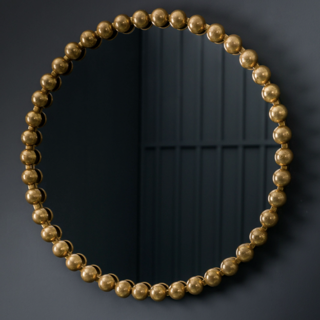 Round Bobbin Mirror in Black or Gold