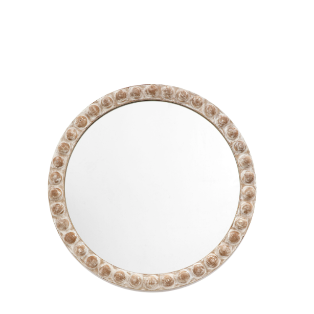 Millie Whitewash Rustic Round Mirror