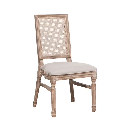 Classic Elegant Cane-Back Dining Chair with Cushioned Seat