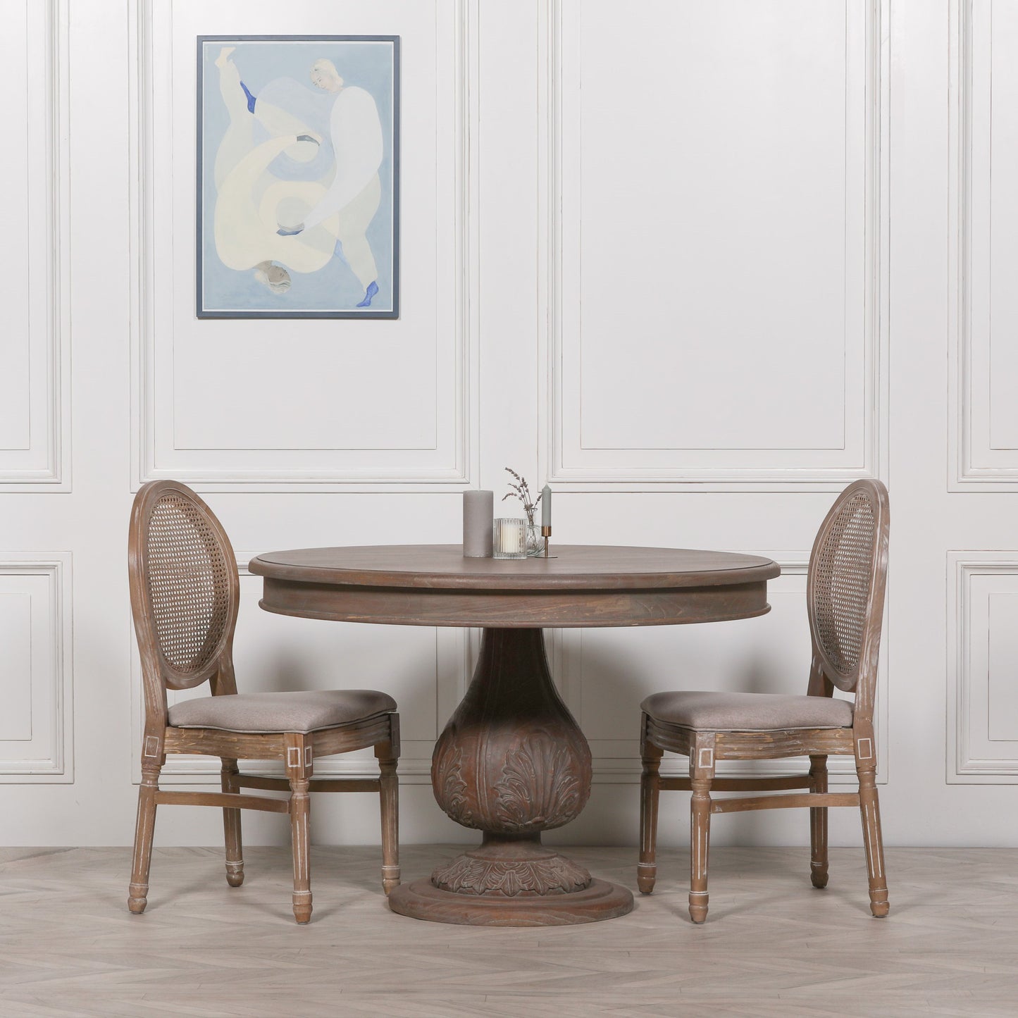 Pura Interiors Handcrafted Acorn Pedestal Dining Table | Round