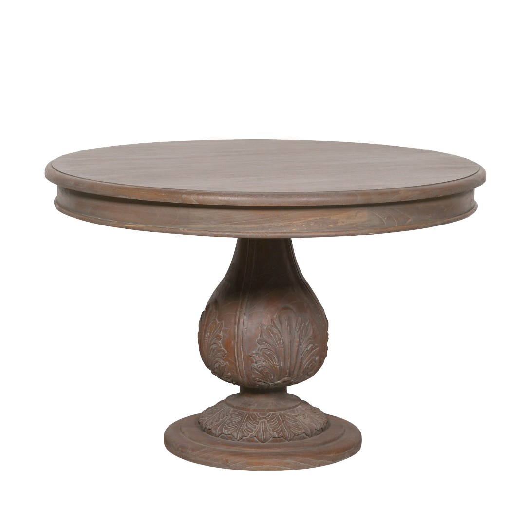 Pura Interiors Handcrafted Acorn Pedestal Dining Table | Round