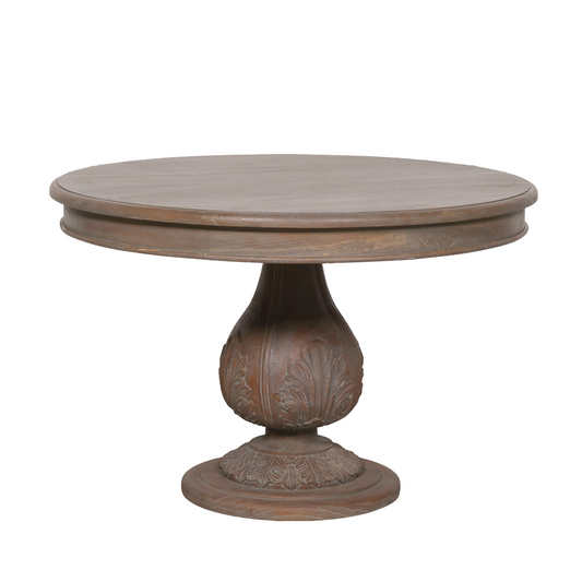 Pura Interiors Handcrafted Acorn Pedestal Dining Table | Round