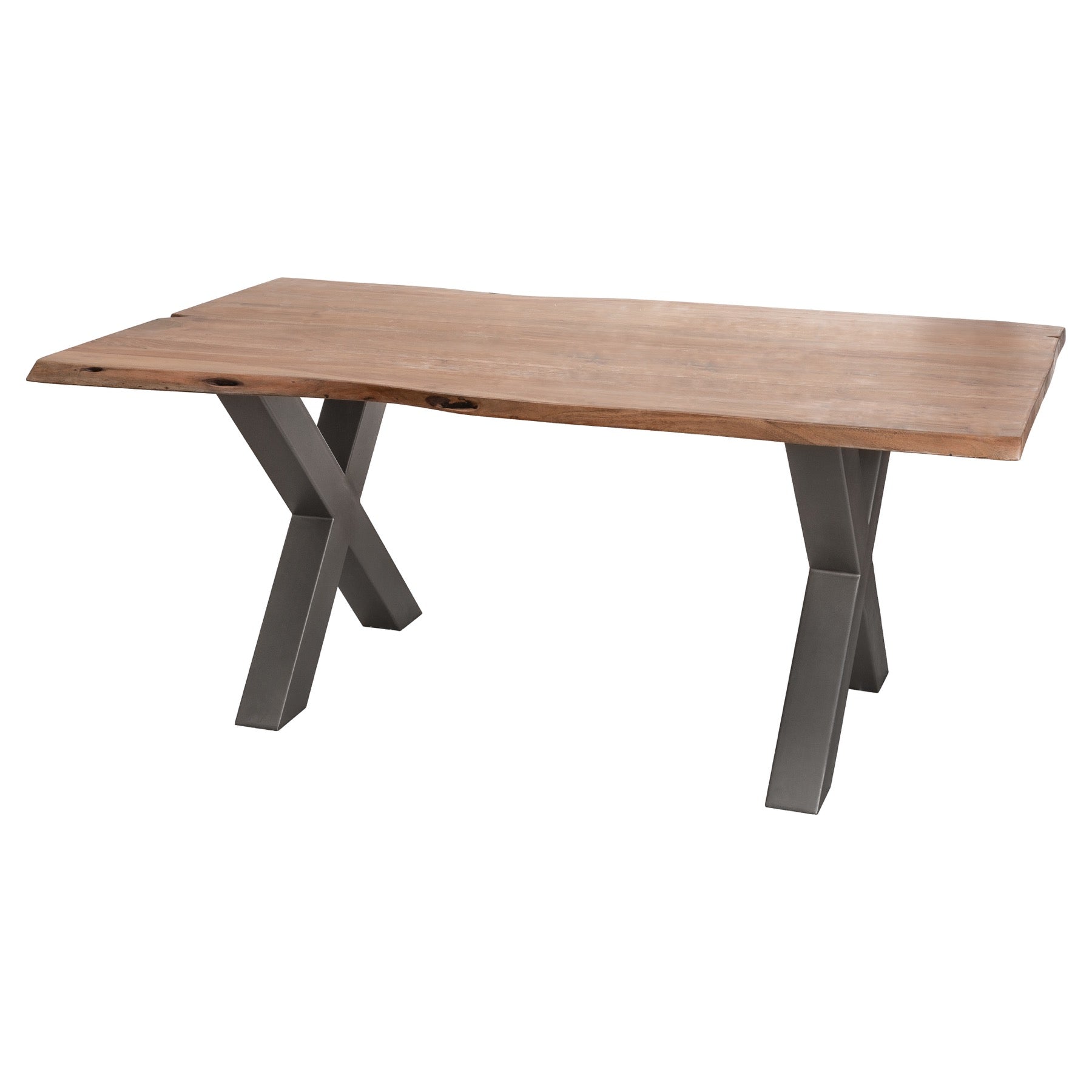 Live Edge Acacia Rectangular Dining Table | Natural Brown