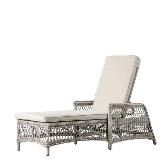 Menton Country Rattan Sunlounger | Stone Grey