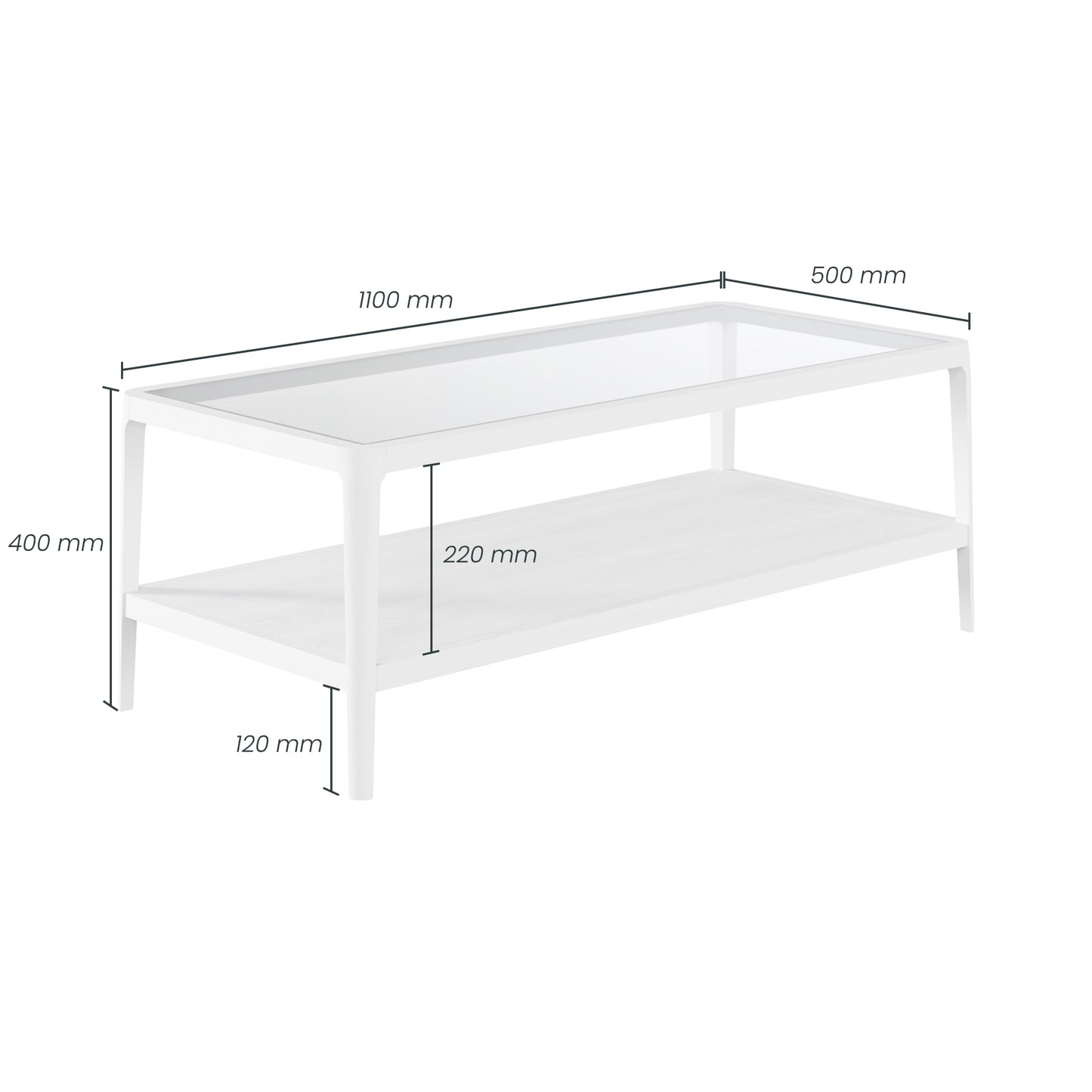 Abberley Oak Coffee Table with Glass Top 110cm x 50cm