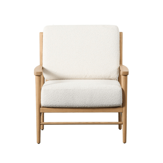 Beverly Oak and Rattan Armchair | Cream - Salty Casa