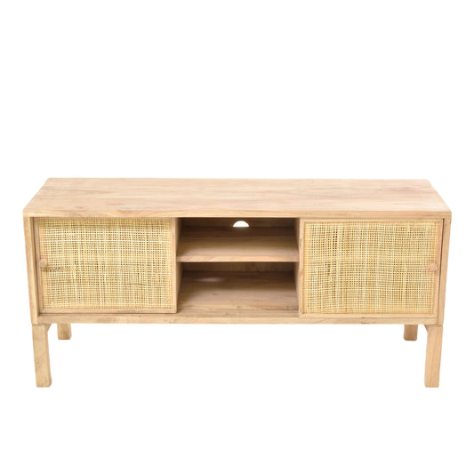 Coastal Living Nusa Rattan Media Unit with Sliding Doors