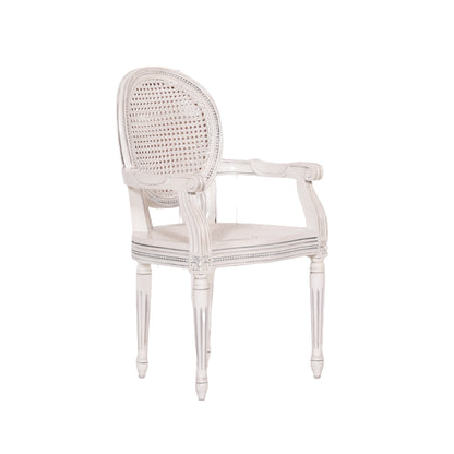 Pura Interiors French Chateau Style Rattan Dining Chair | White