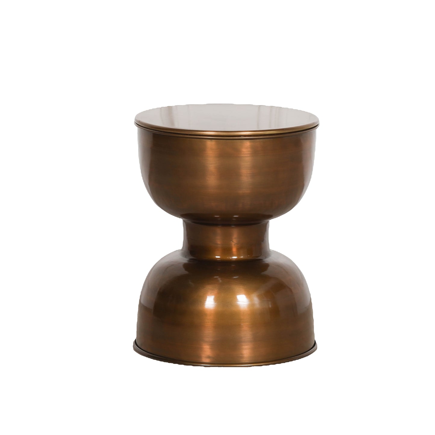 Contemporary Brass Circular Hourglass End Table