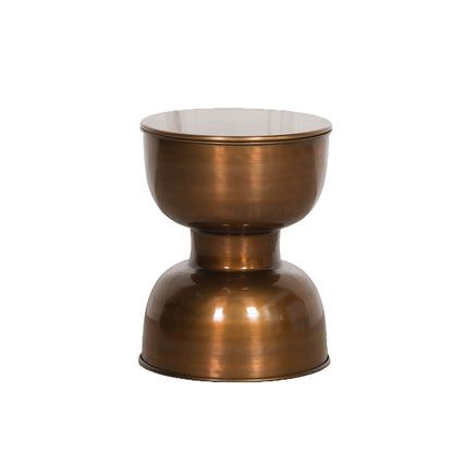 Contemporary Brass Circular Hourglass End Table