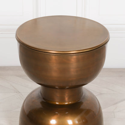 Contemporary Brass Circular Hourglass End Table