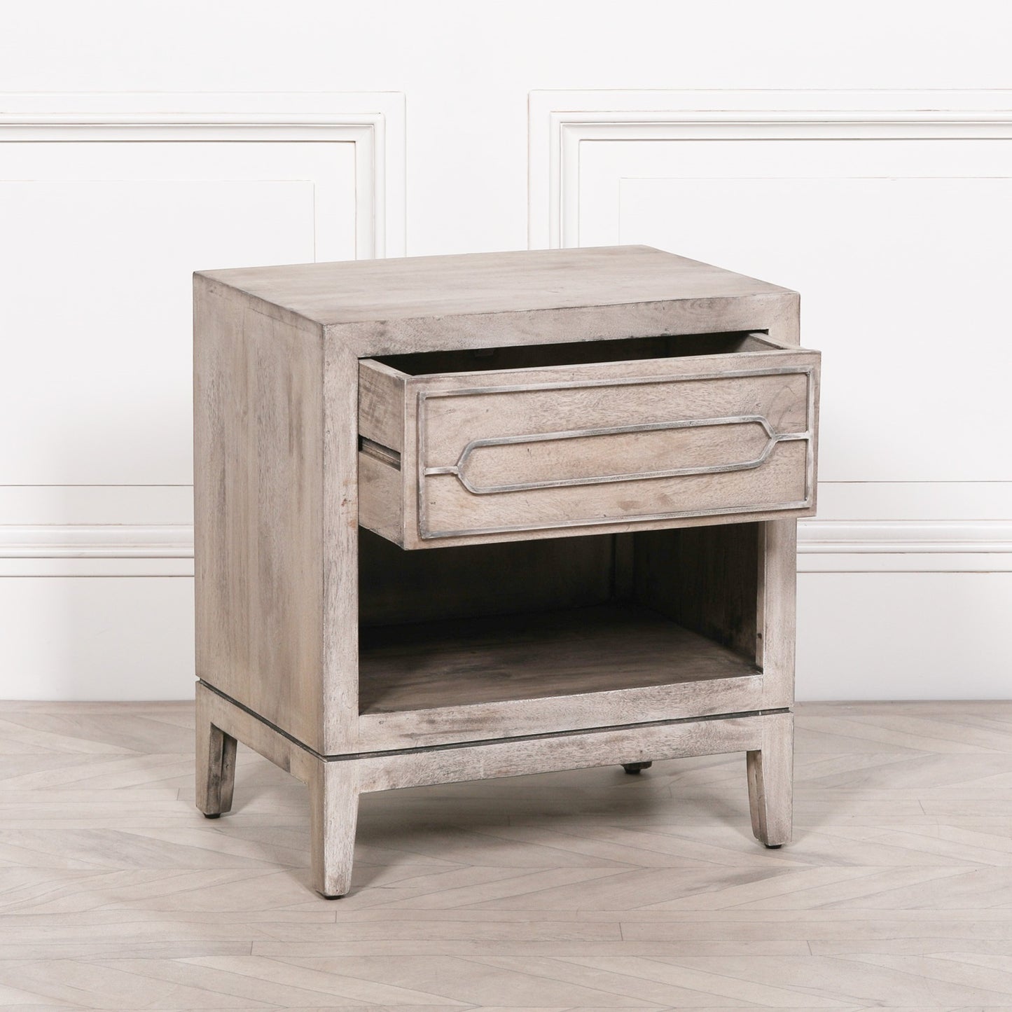 Rustic Hartley Bedside Table with Weathered Finish