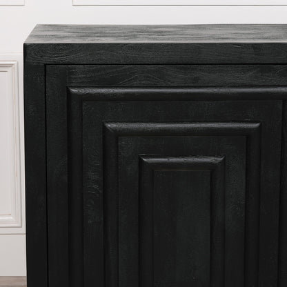 Nina Black Contemporary Mango Wood Large Sideboard 214cm