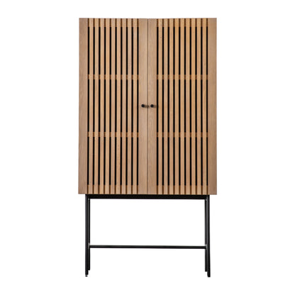 Kyoko Slatted 2-Door Oak Drinks Cabinet | Natural