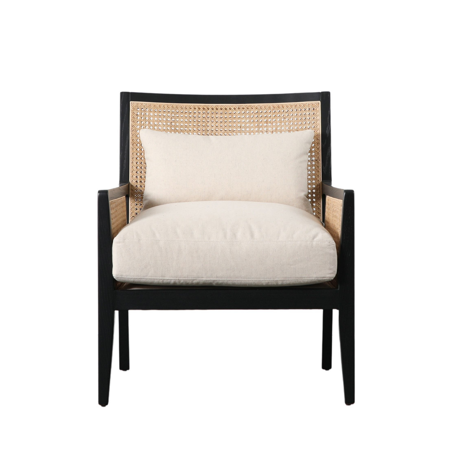 Lauriston Ash and Rattan Armchair | Black and Cream