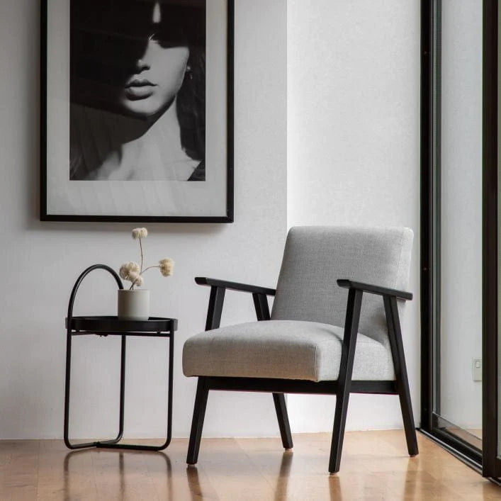 Lou Mid Century Linen Armchair