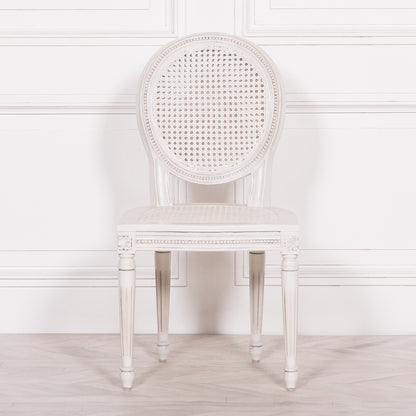 Pura Interiors French Chateau Style Rattan Dining Chair | White