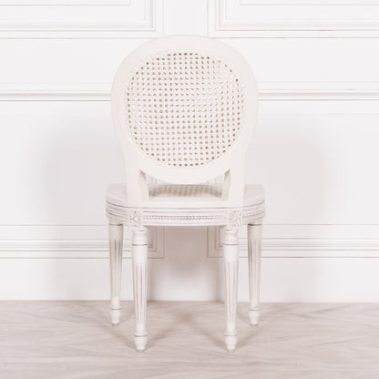 Pura Interiors French Chateau Style Rattan Dining Chair | White