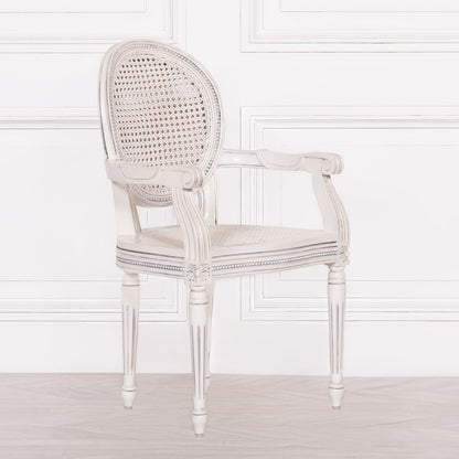 Pura Interiors French Chateau Style Rattan Dining Chair | White