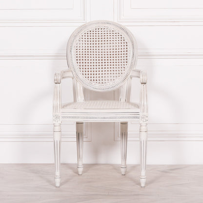 Pura Interiors French Chateau Style Rattan Dining Chair | White