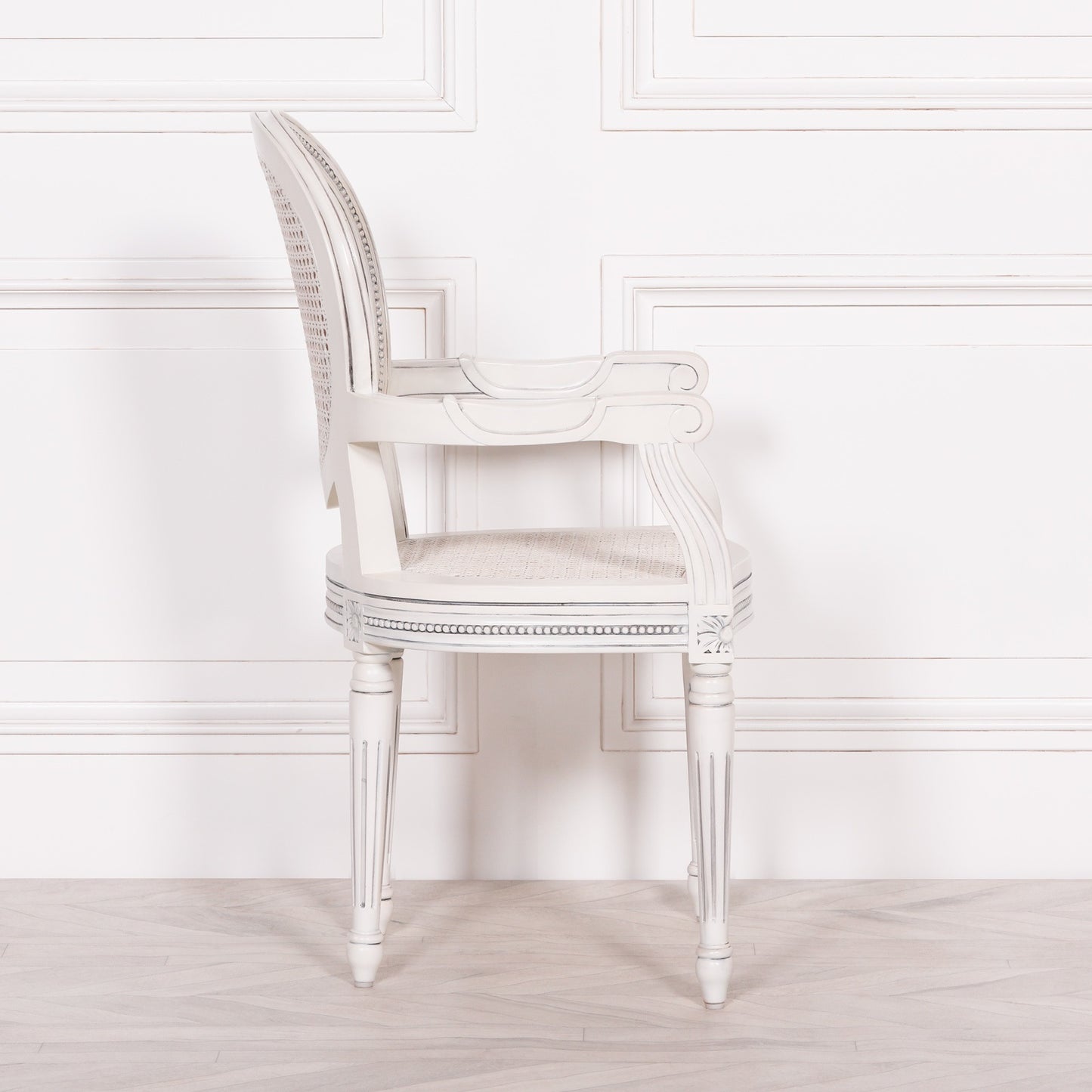 Pura Interiors French Chateau Style Rattan Dining Chair | White