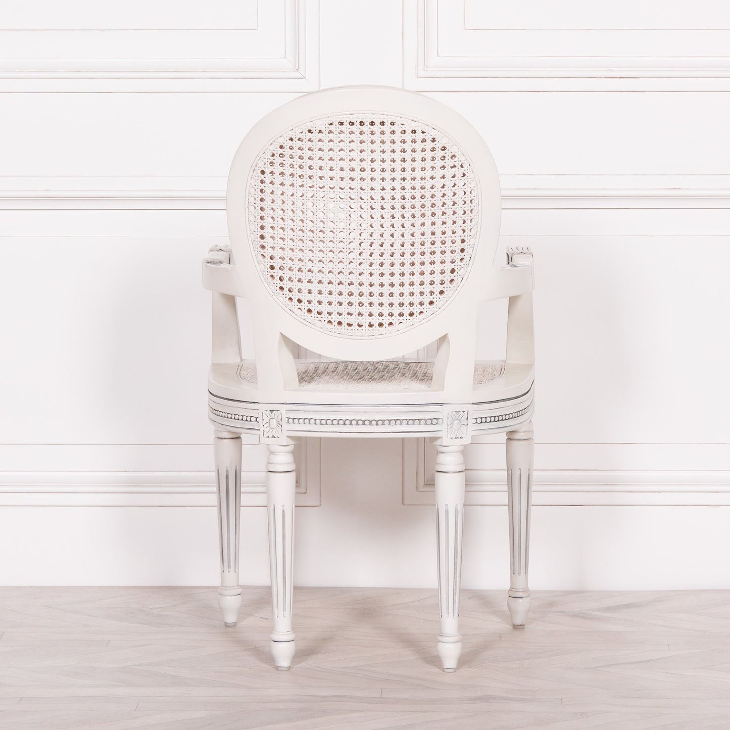 Pura Interiors French Chateau Style Rattan Dining Chair | White