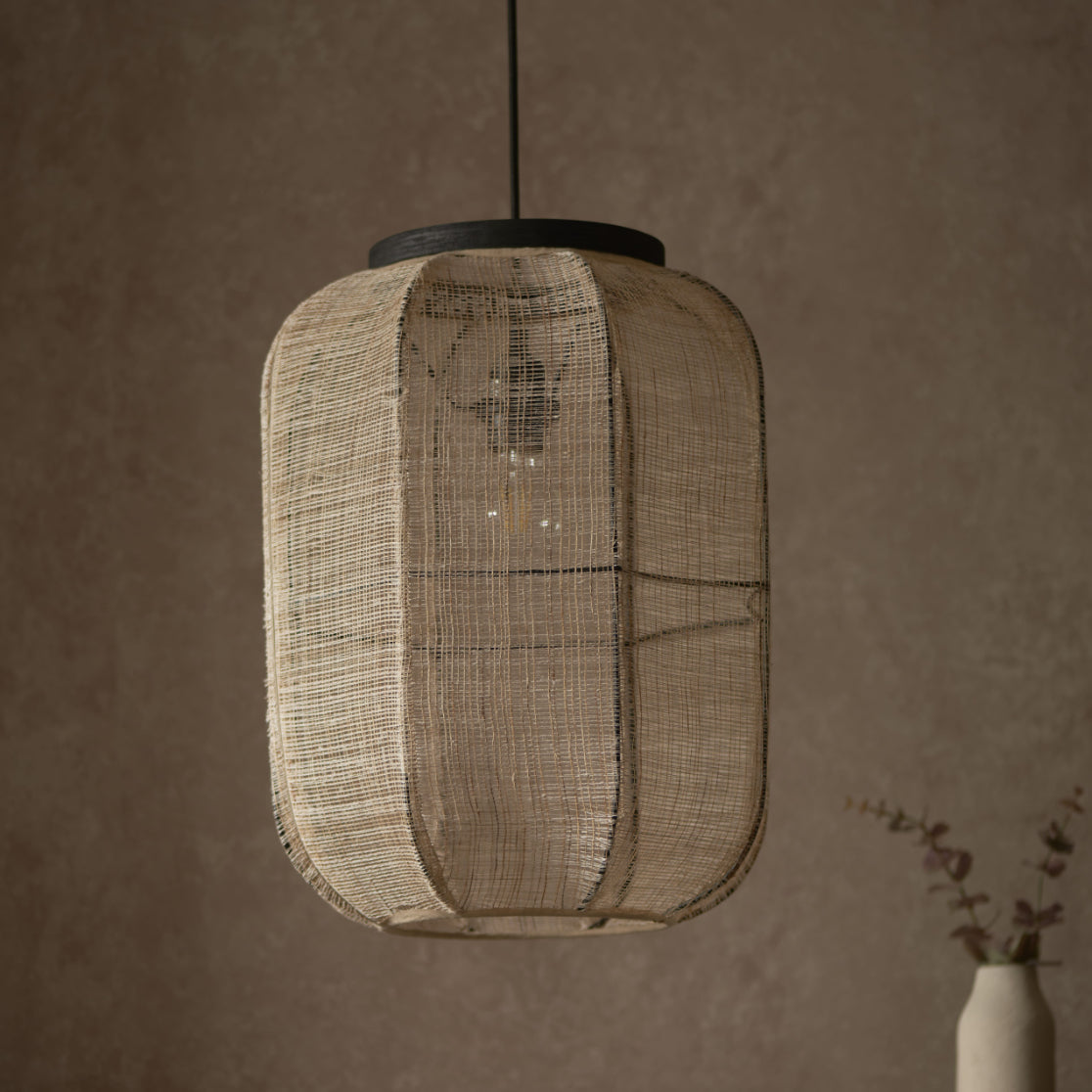 Natural Linen Pendant Light Shade | Cylinder or Round