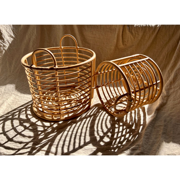 Set of 2 Natural Rattan Baskets