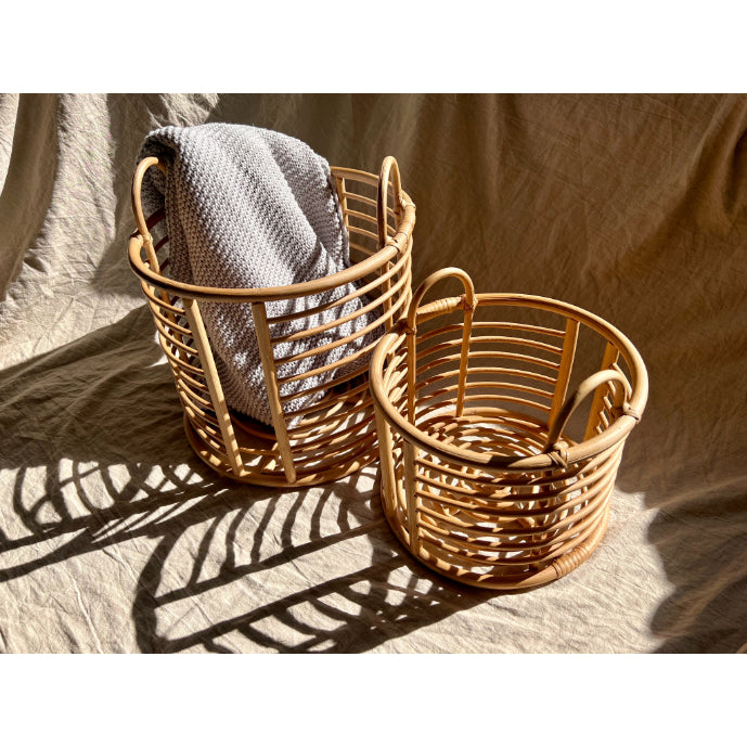 Set of 2 Natural Rattan Baskets