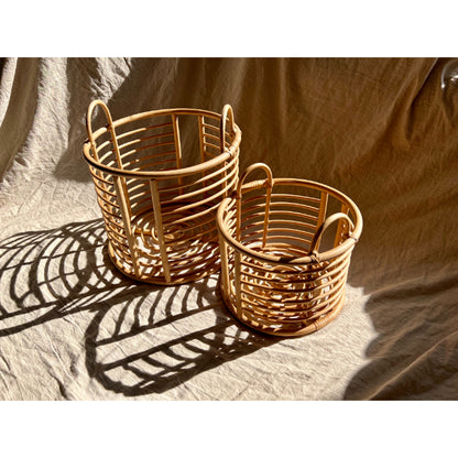 Set of 2 Natural Rattan Baskets