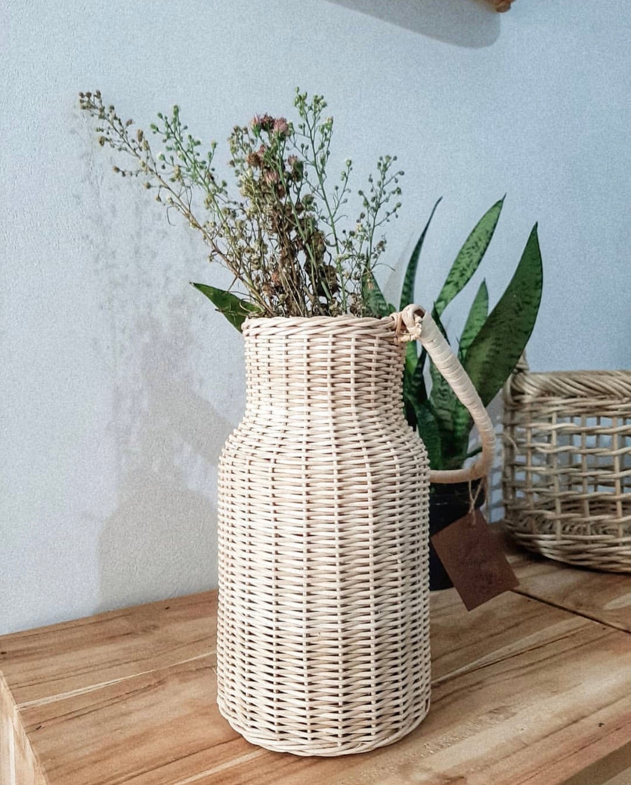 Rattan Vase with Handle