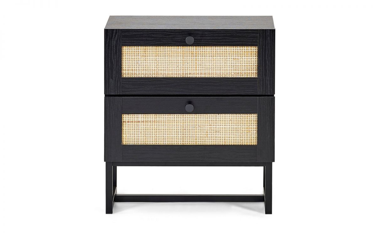 Set of 2 Reese Scandi-Industrial 2-Drawer Bedside Tables