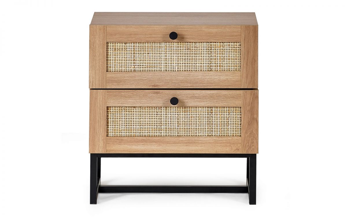 Set of 2 Reese Scandi-Industrial 2-Drawer Bedside Tables