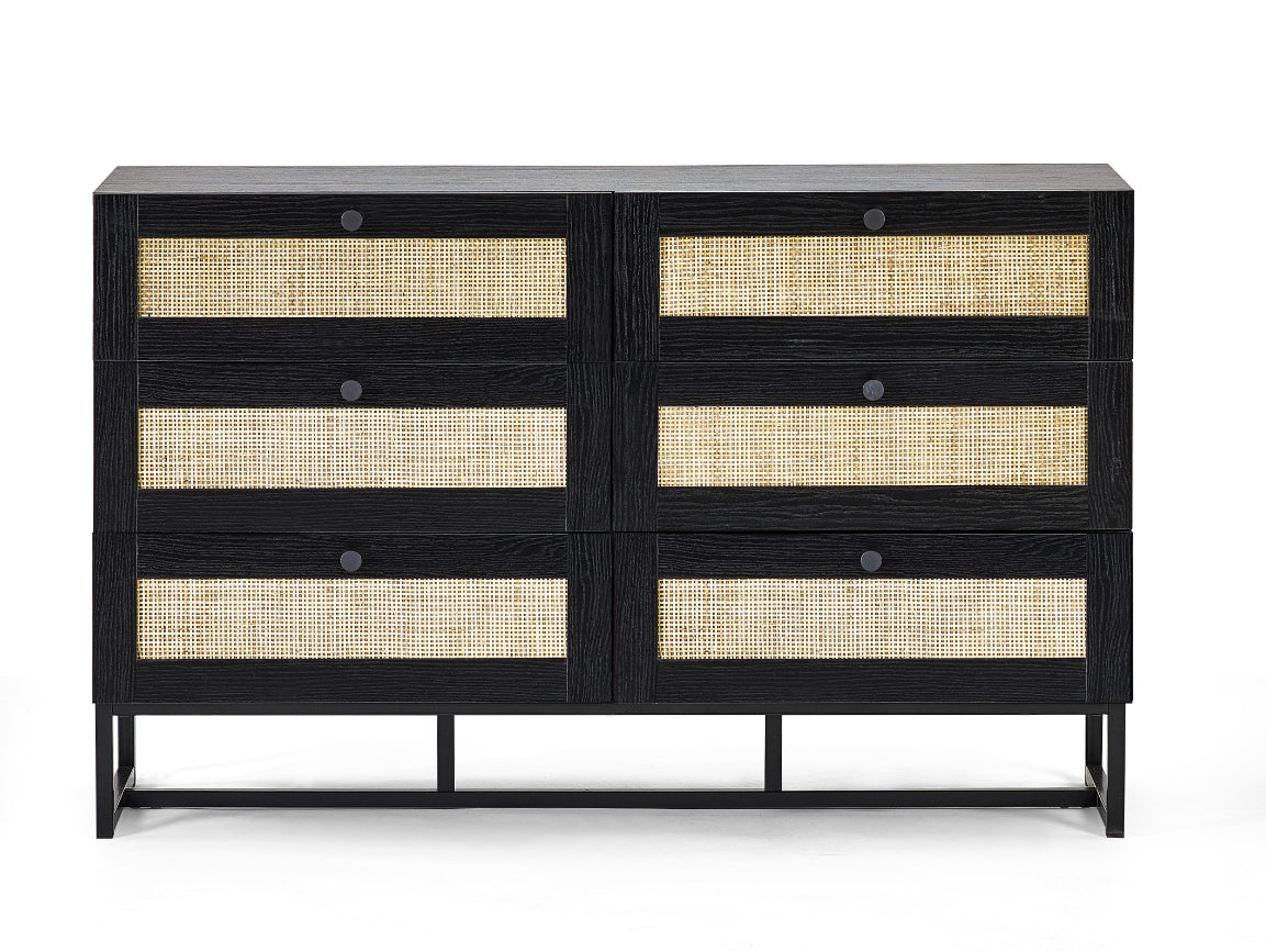 Reese Scandi-Industrial 6-Drawer Double Dresser 120cm