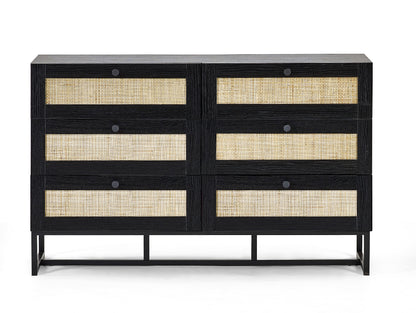 Reese Scandi-Industrial 6-Drawer Double Dresser 120cm