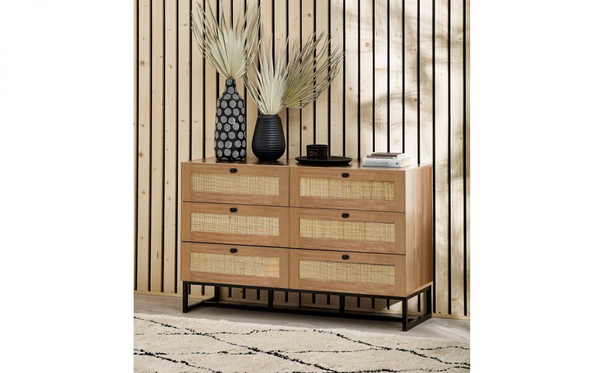 Reese Scandi-Industrial 6-Drawer Double Dresser 120cm