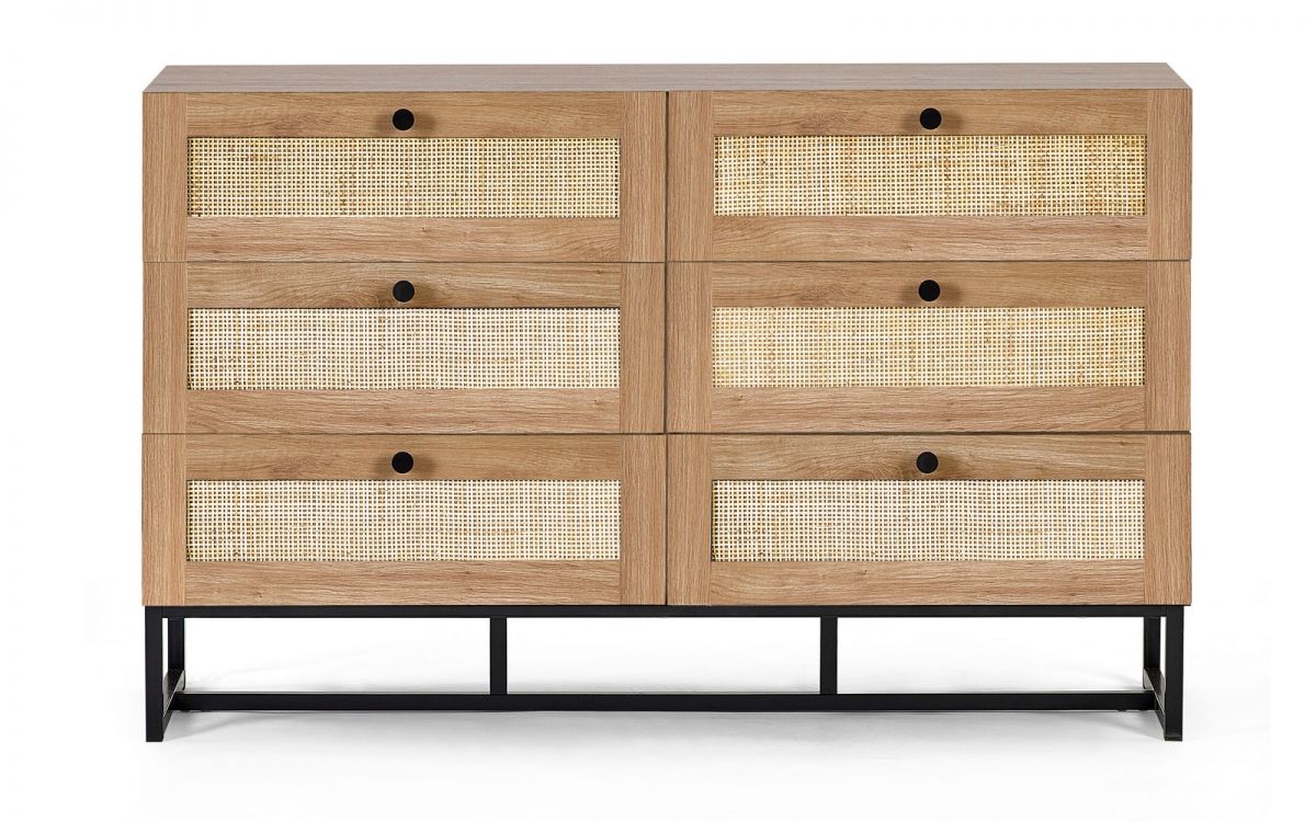 Reese Scandi-Industrial 6-Drawer Double Dresser 120cm