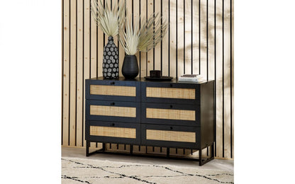 Reese Scandi-Industrial 6-Drawer Double Dresser 120cm